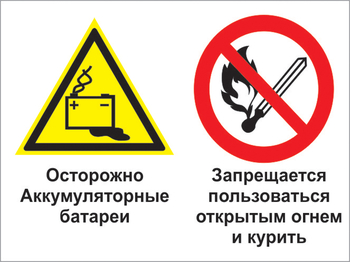 Кз 33 осторожно - аккумуляторные батареи. запрещается пользоваться открытым огнем и курить. (пленка, 400х300 мм) - Знаки безопасности - Комбинированные знаки безопасности - . Магазин Znakstend.ru